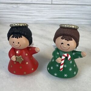 Vintage Hallmark Christmas Angels Hard Plastic Salt and Pepper Shakers